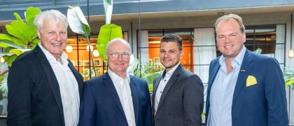 7. SMATRICS E-Mobility Talk (v.l.n.r.): Helmut-Klaus Schimany, Vorstandsvorsitzender Bundesverband eMobility Austria, Christian Peter, Director ElektroMobilitätsClub Österreich, Stefan Woschitz, Director Fuel Sales von ORLEN Austria und Hauke Hinrichs, CEO SMATRICS